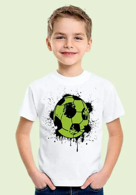 Kids Polyster Fabric Regular Fit Round Neck Half Sleeve Football Printed Design T-Shirt for Boys